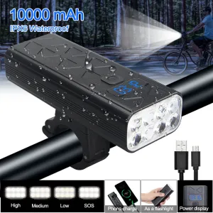 10000 MAH Battery Bike Lamp 5000LM Bright USB Charging Front Handlebar Headlight 2 LED/3 LED/5 LED/8 LED Bike Light for Cycling