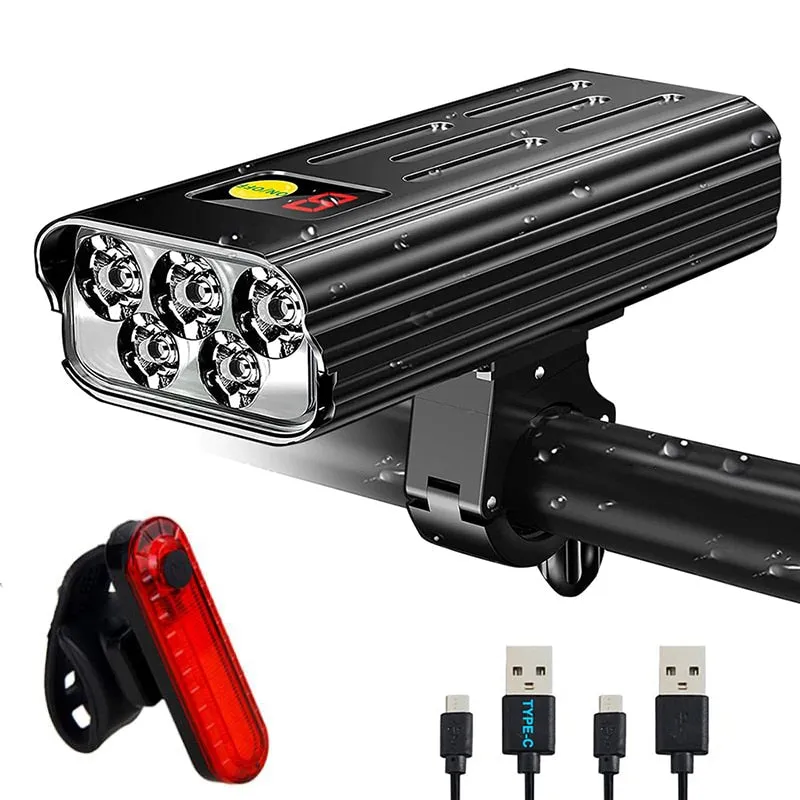 10000 MAH Battery Bike Lamp 5000LM Bright USB Charging Front Handlebar Headlight 2 LED/3 LED/5 LED/8 LED Bike Light for Cycling