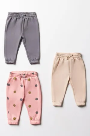 3 Pack Trackpants Pink, Natural & Grey