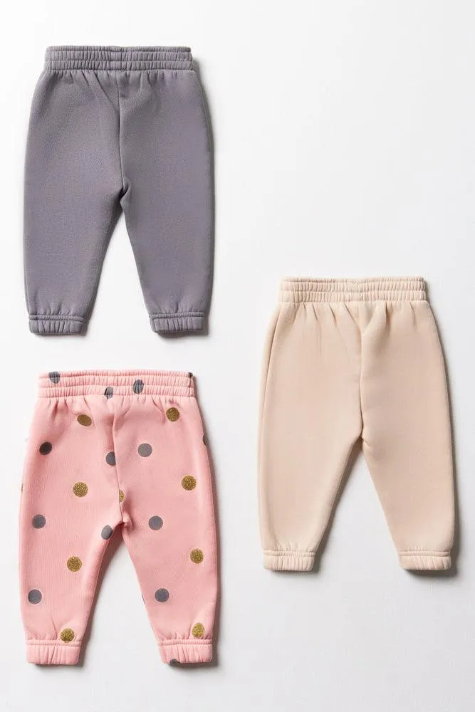 3 Pack Trackpants Pink, Natural & Grey