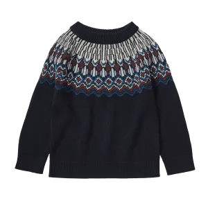 3124-FAIR ISLE SWEATER-Dark Navy