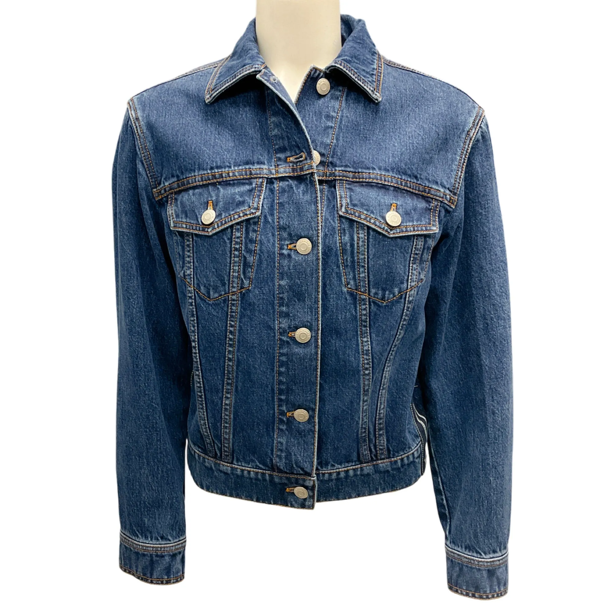 Alexander McQueen Dark Blue 2020 Wash Denim Jacket with Stripe Detail