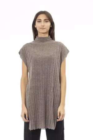 Alpha Studio Chic Alpaca Blend Turtleneck Sweater with Side Slits