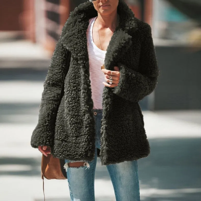 Ana Bade Woman Fluffy Furry Faux Fur Jackets Overcoat