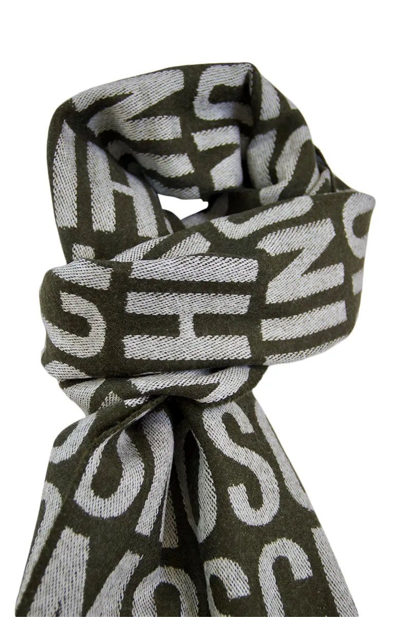 Army green merino scarf Moschino