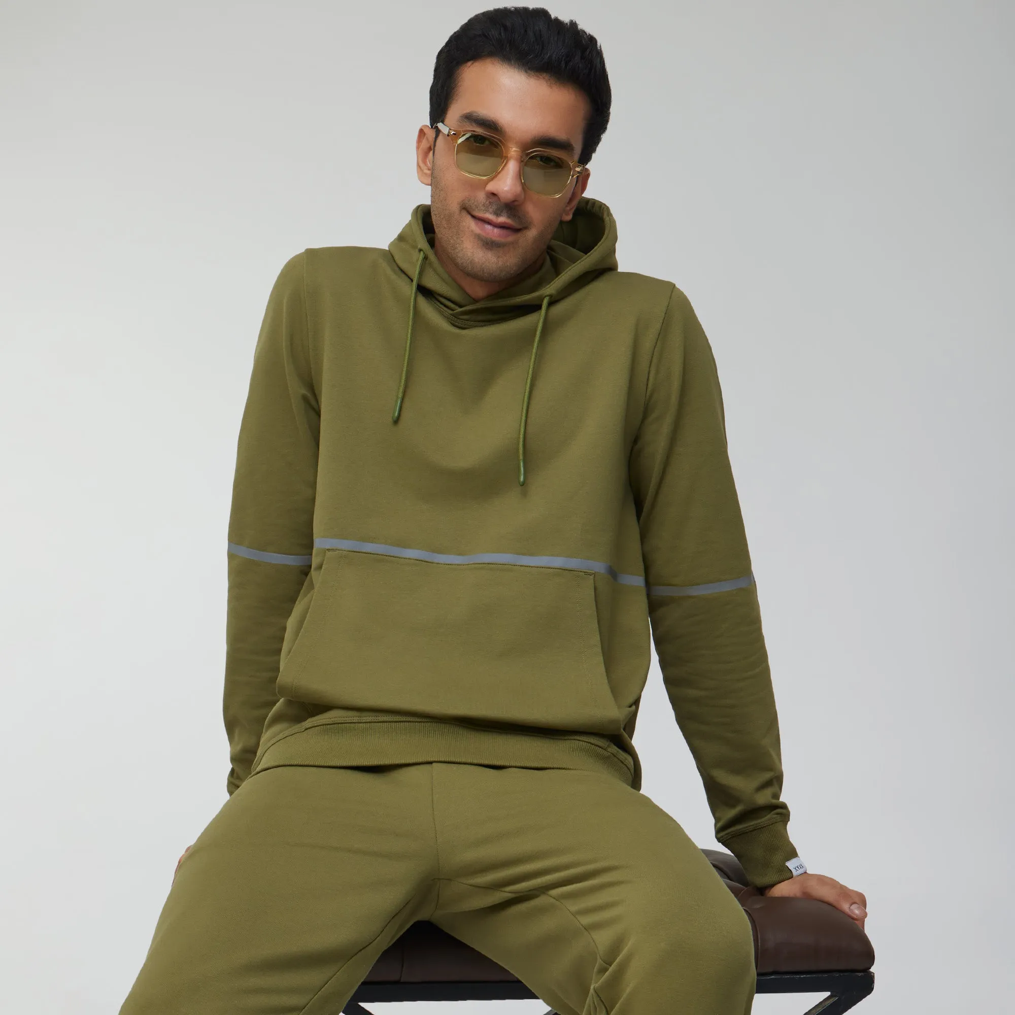 Ascent French Terry Cotton Blend Hoodies Olive Green