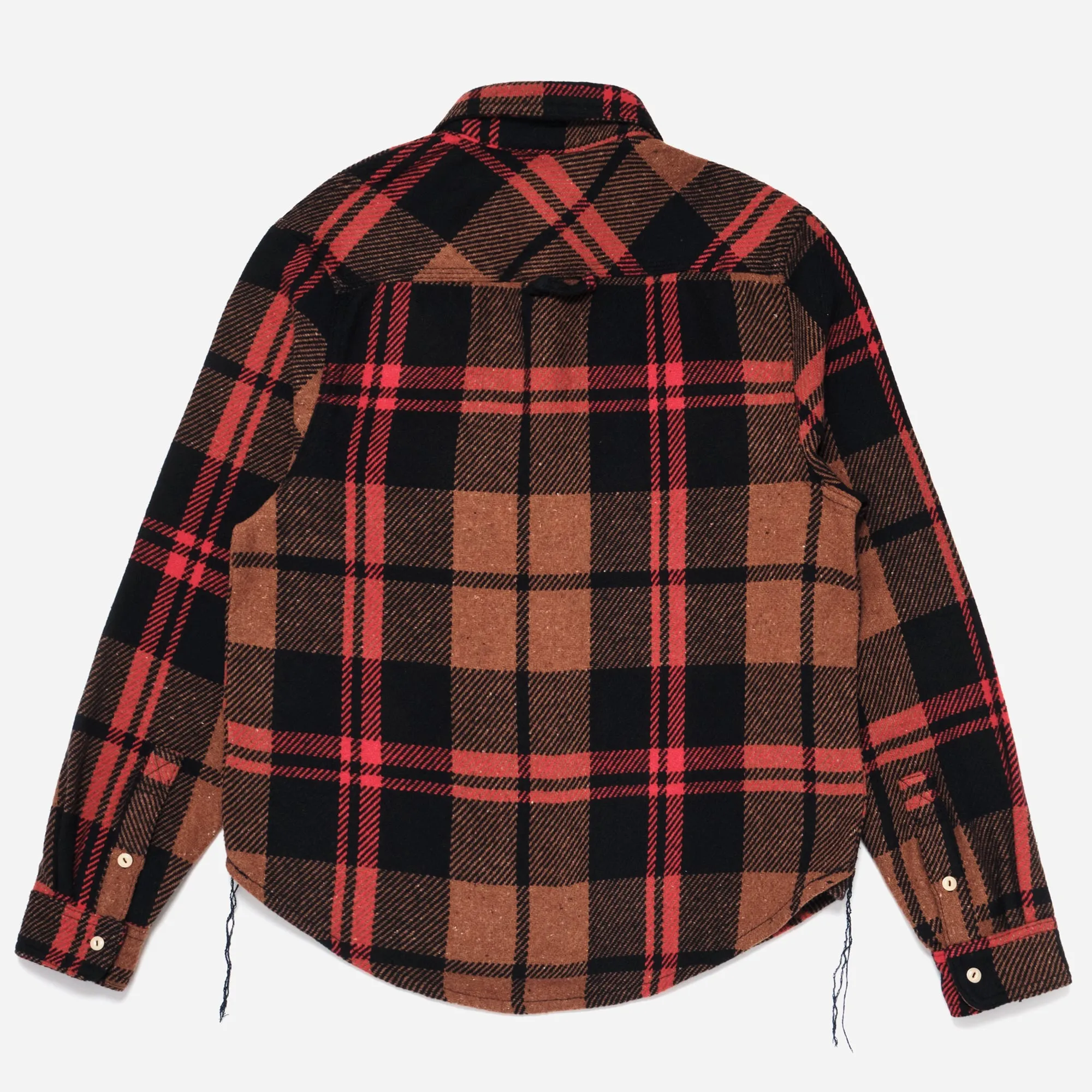 BARRINGTON BRUSHED FLANNEL SHIRT - BROWN/BLACK-RED