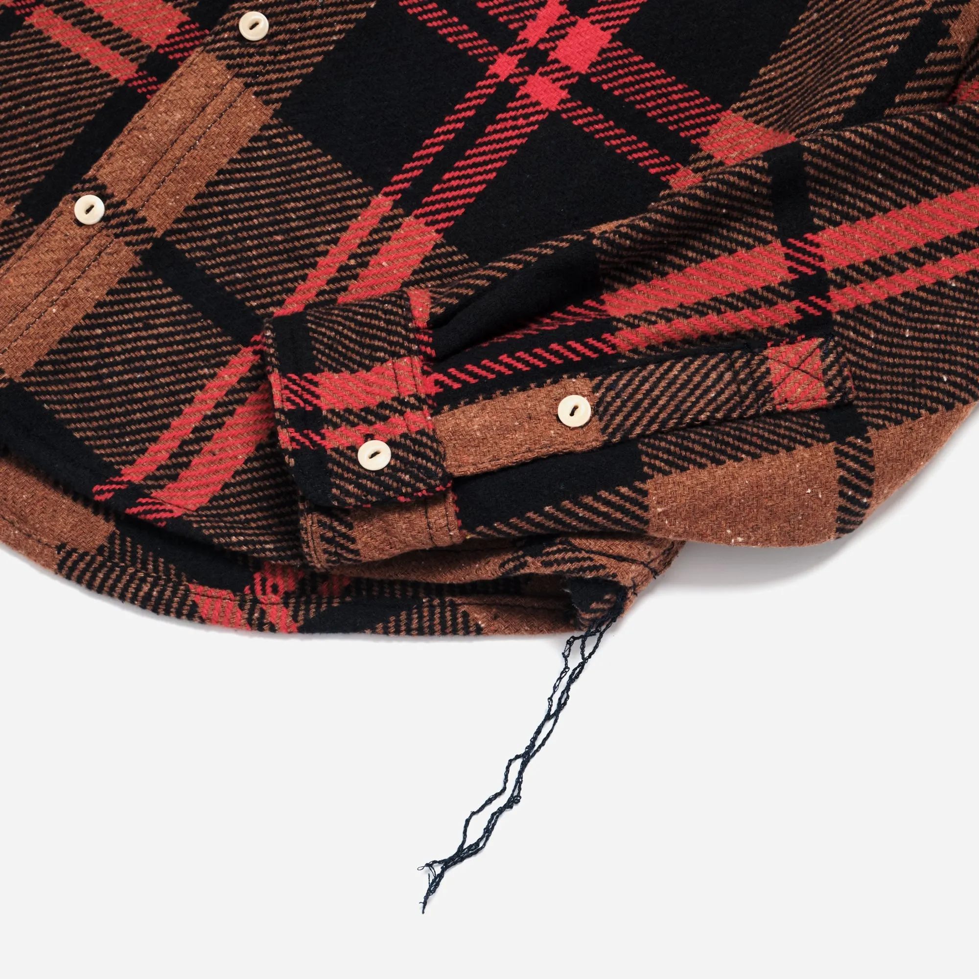 BARRINGTON BRUSHED FLANNEL SHIRT - BROWN/BLACK-RED