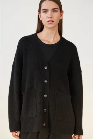 BEN CARDIGAN - BLACK - SILK/CASHMERE