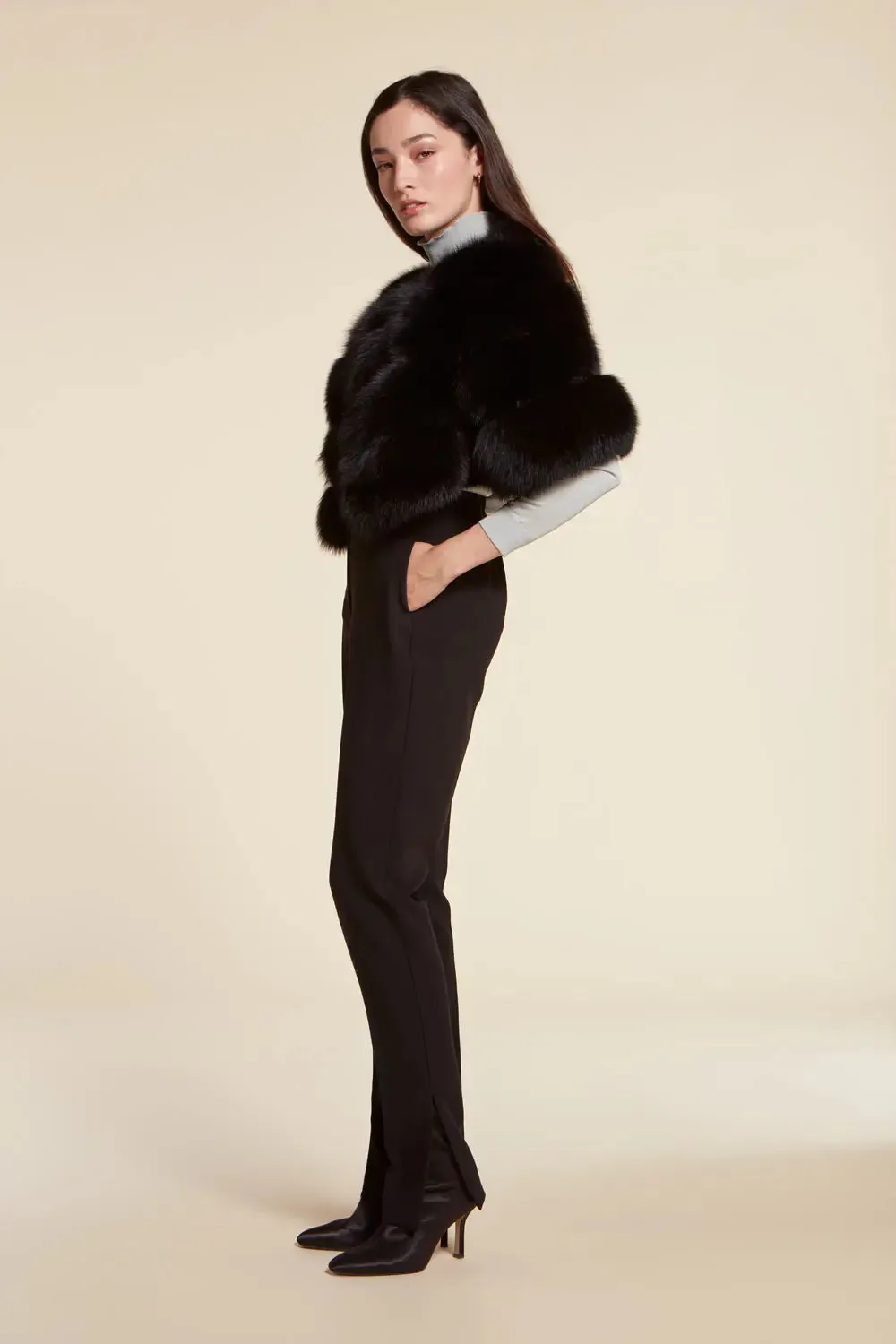 Black fox fur jacket