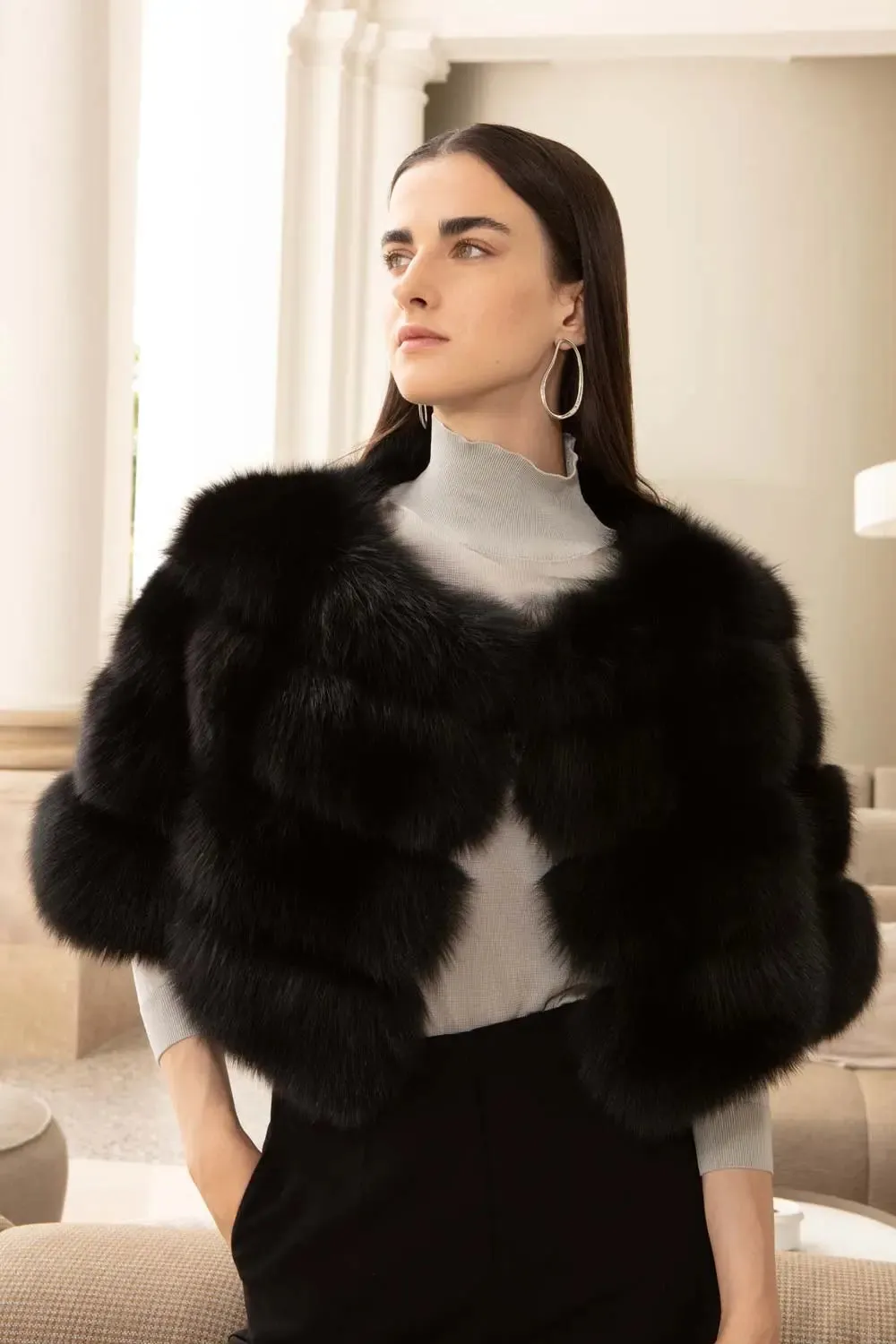 Black fox fur jacket