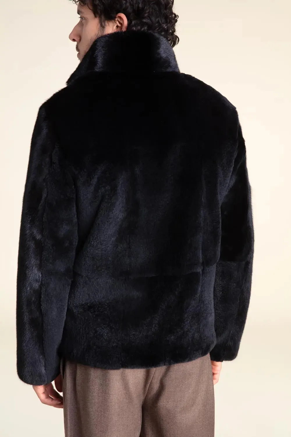 Black fur men jacket