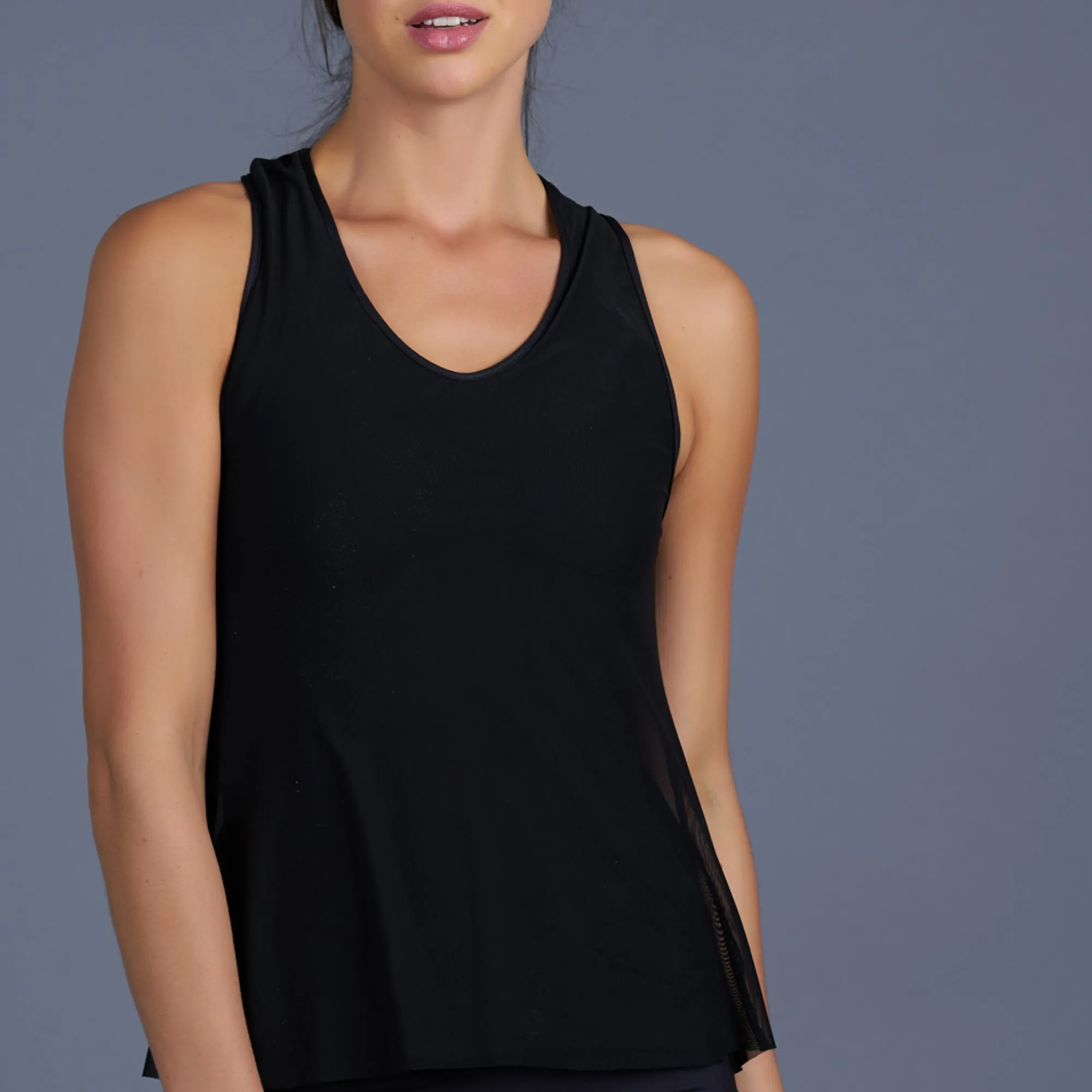 Blues Mesh Layered Racerback Top (black)