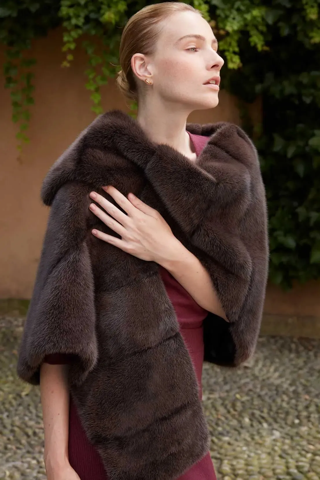 Brown mink shawl