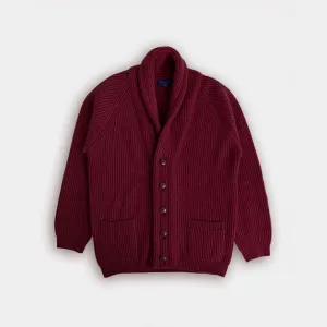 Burgundy Shawl Collar Cashmere Cardigan