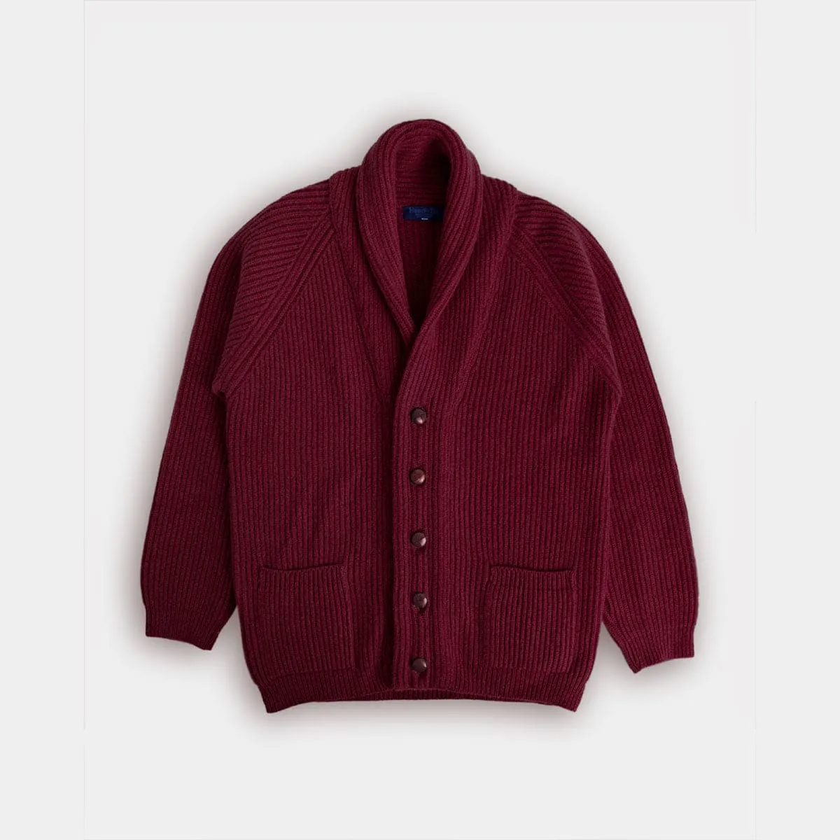 Burgundy Shawl Collar Cashmere Cardigan