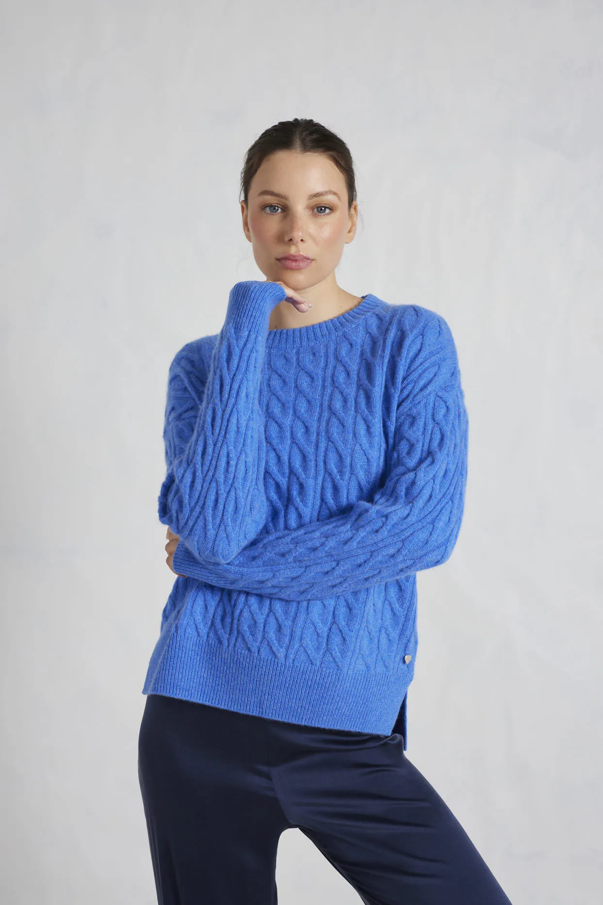 Cameron Cashmere Sweater in Lagoon