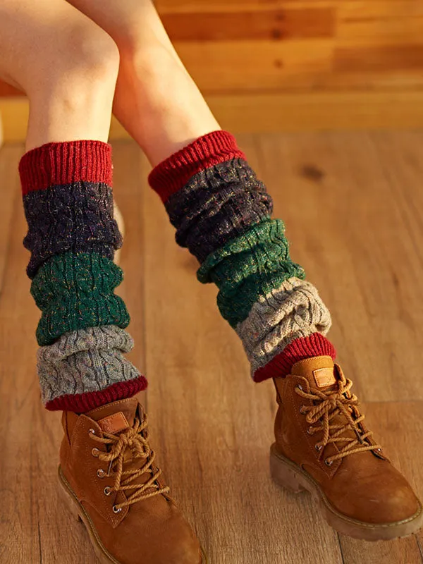 Casual Keep Warm Contrast Color Leg Warmers Accessories