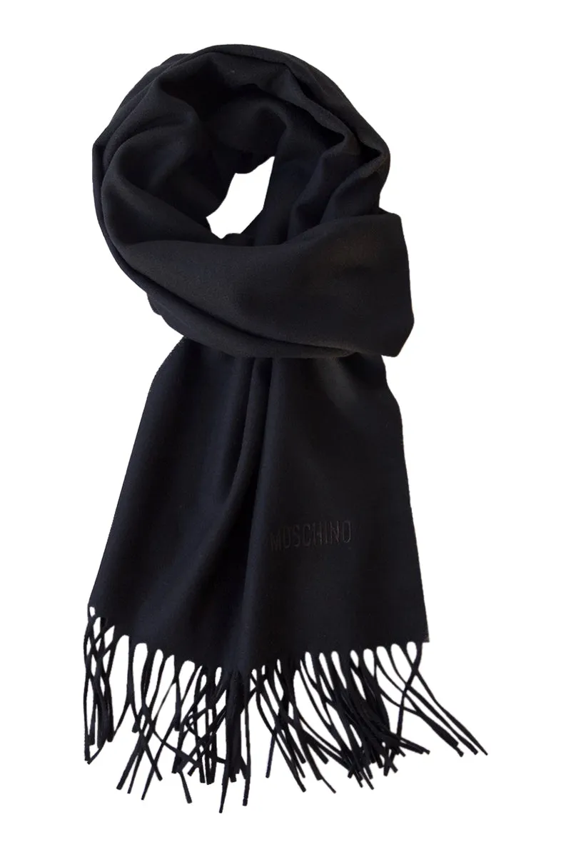 Classic black merino scarf from Moschino