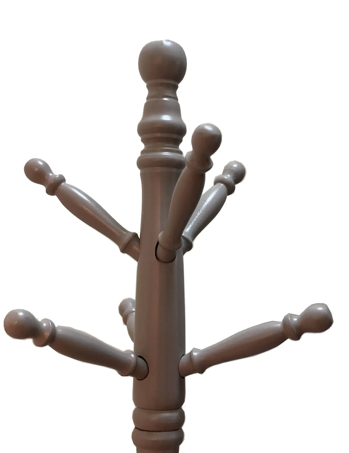 Cleo Wooden Coat Stand with 9 Hooks-Solid Wood in Grey Finish