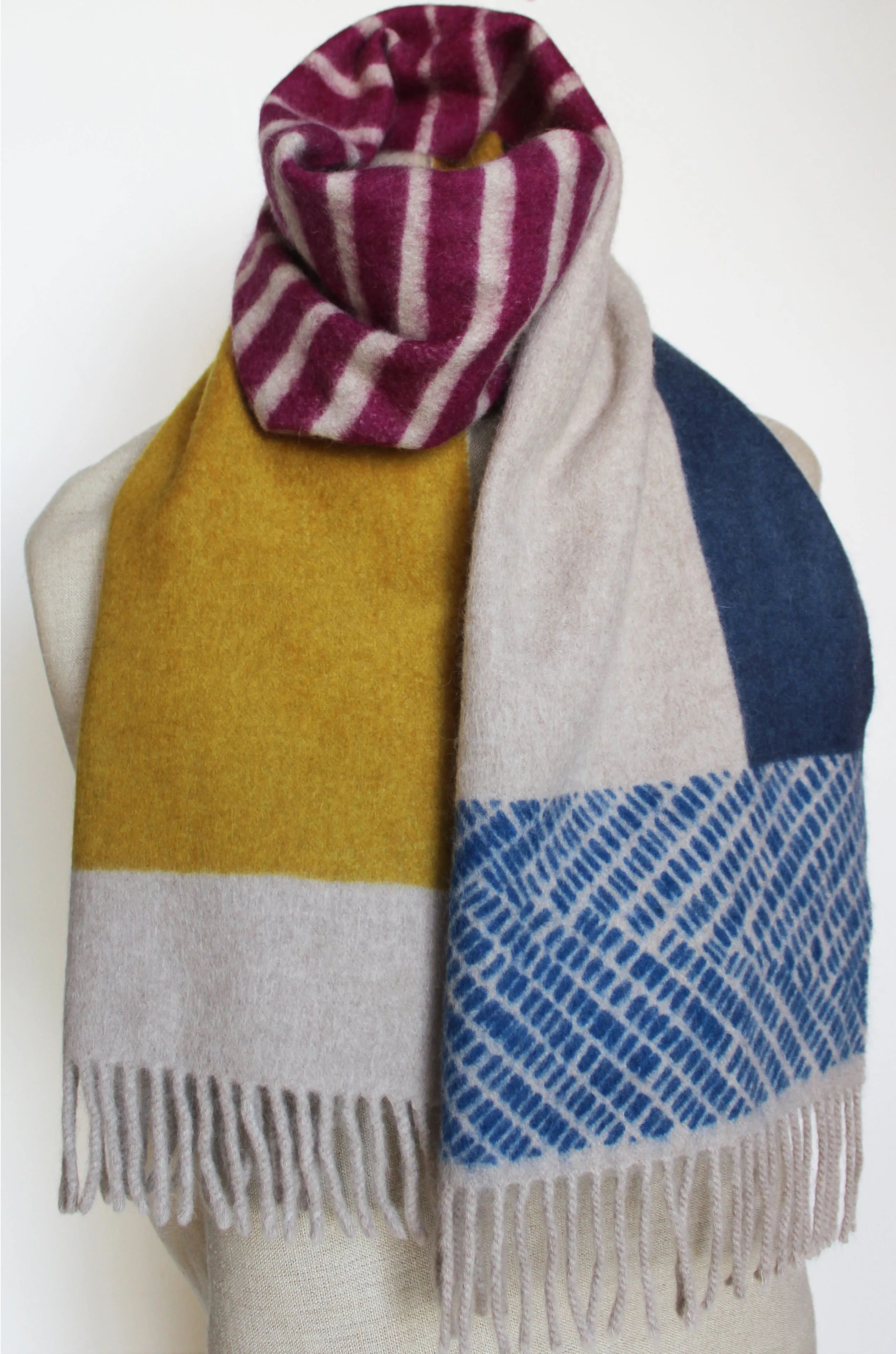 Colour Block hand printed Angora Wool scarf - Staffa 11 womenswear