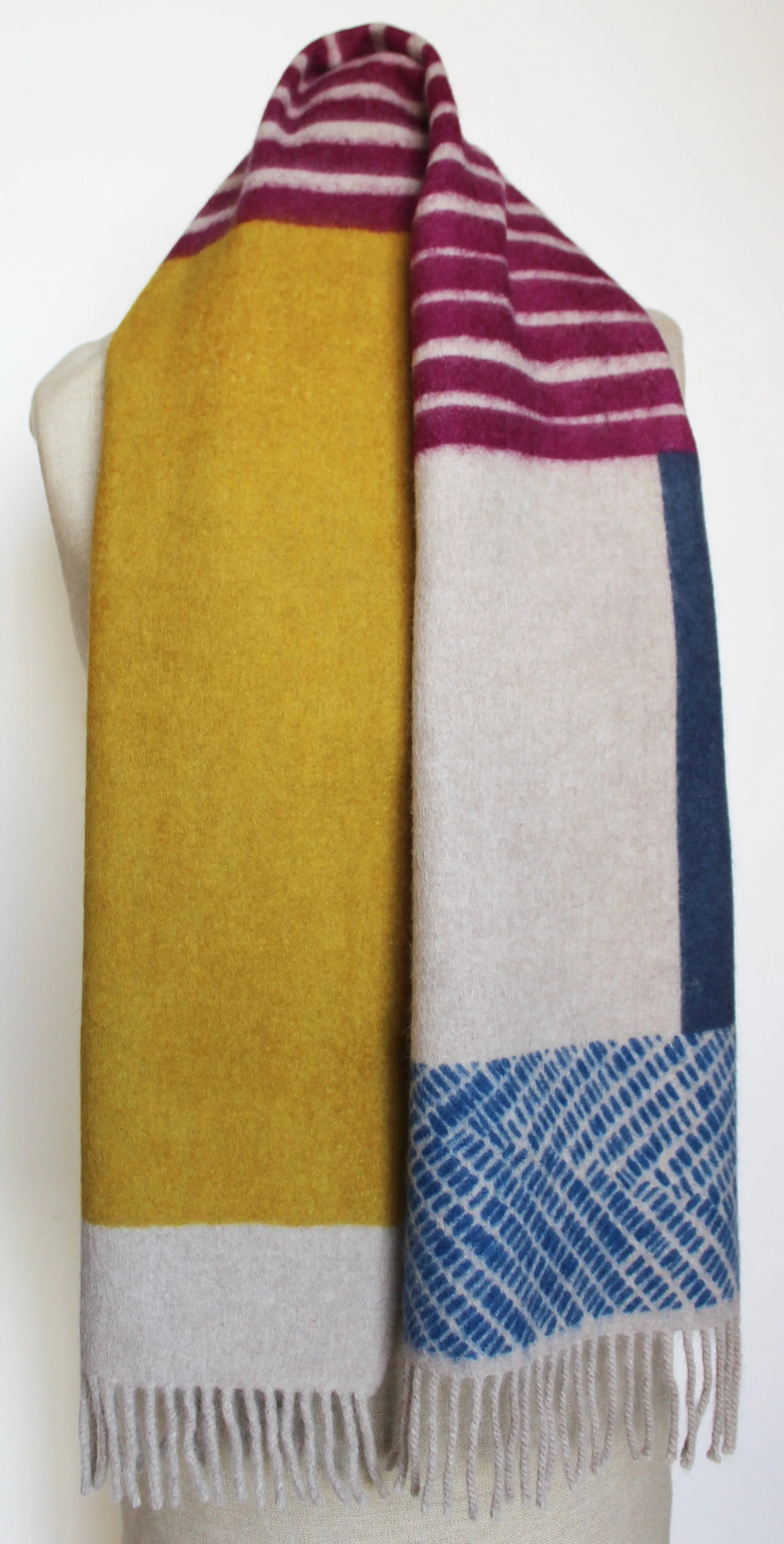 Colour Block hand printed Angora Wool scarf - Staffa 11 womenswear