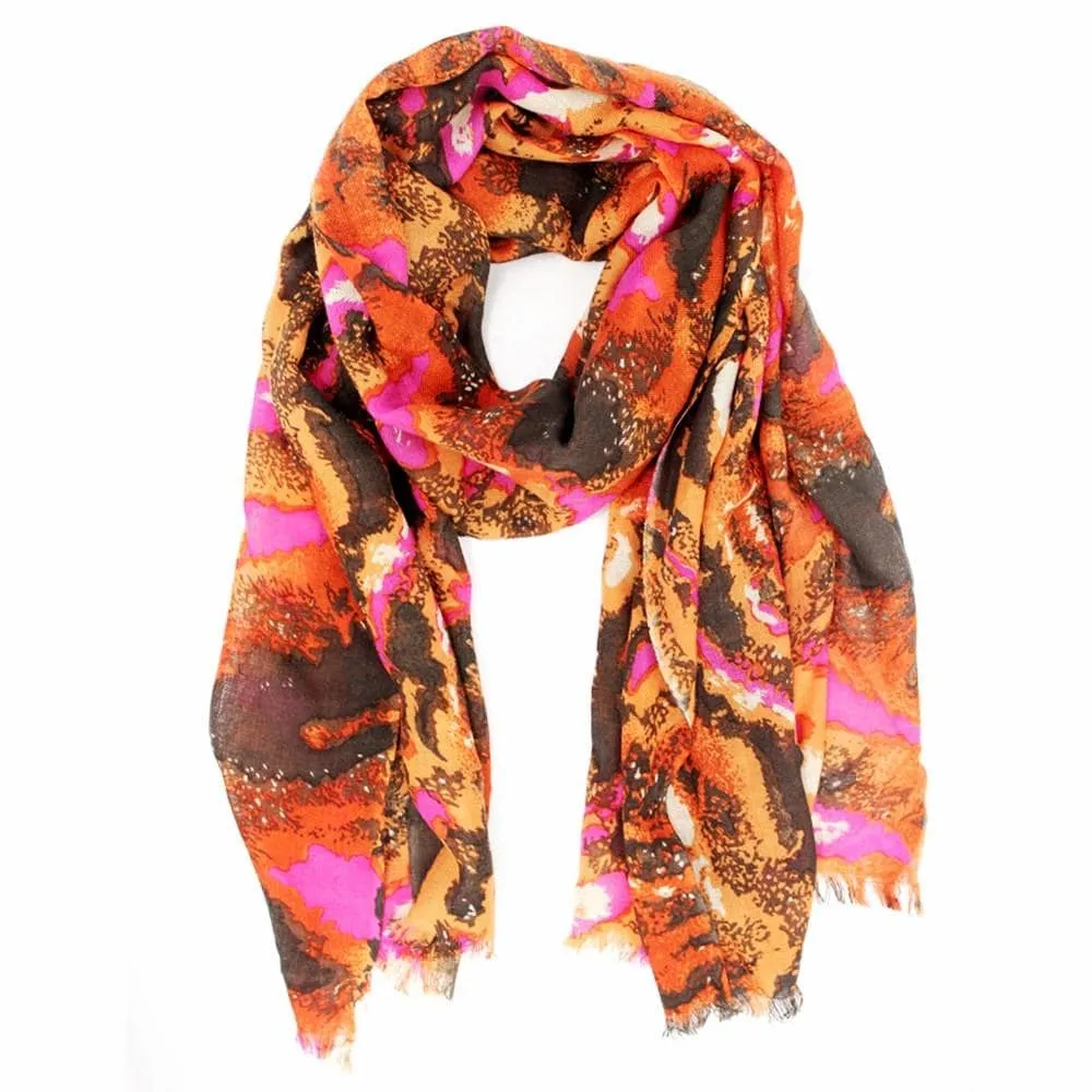 Deer Print Scarf - Orange Combo