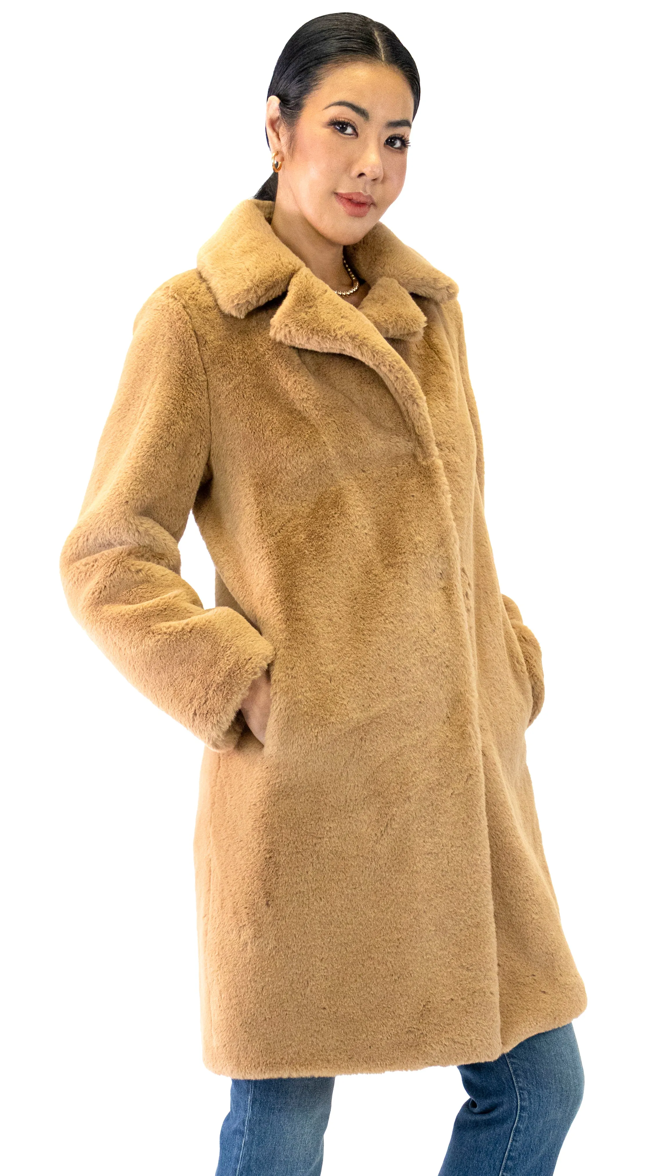 Faux Fur Trench - Camel