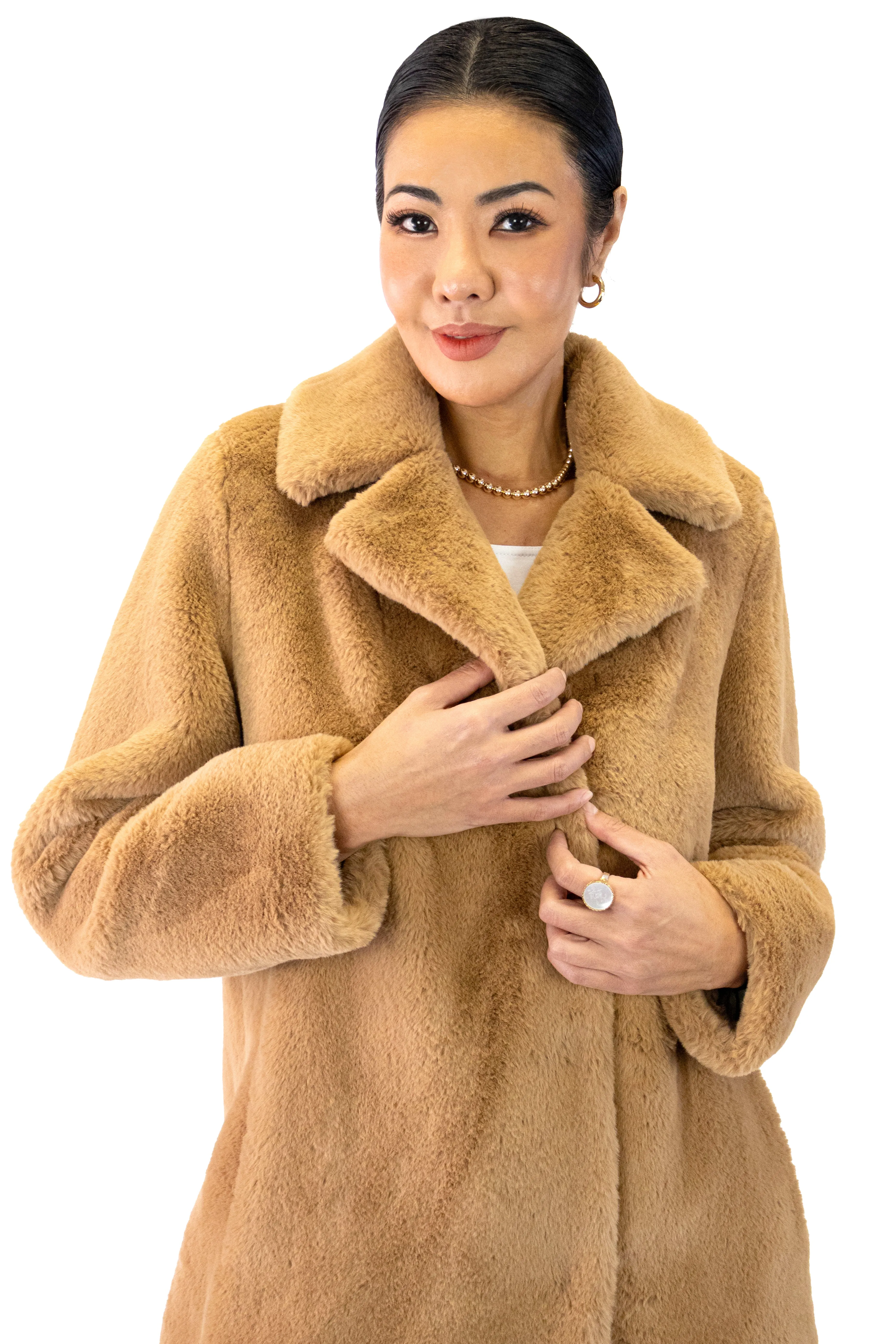 Faux Fur Trench - Camel