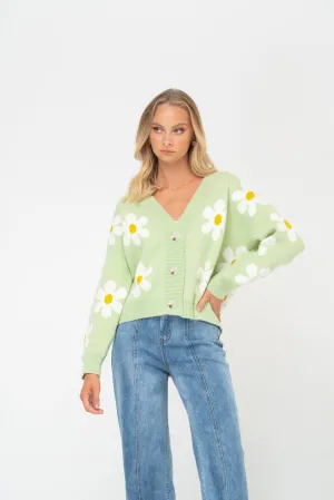 Feel the Love Daisy Cardi | Lime