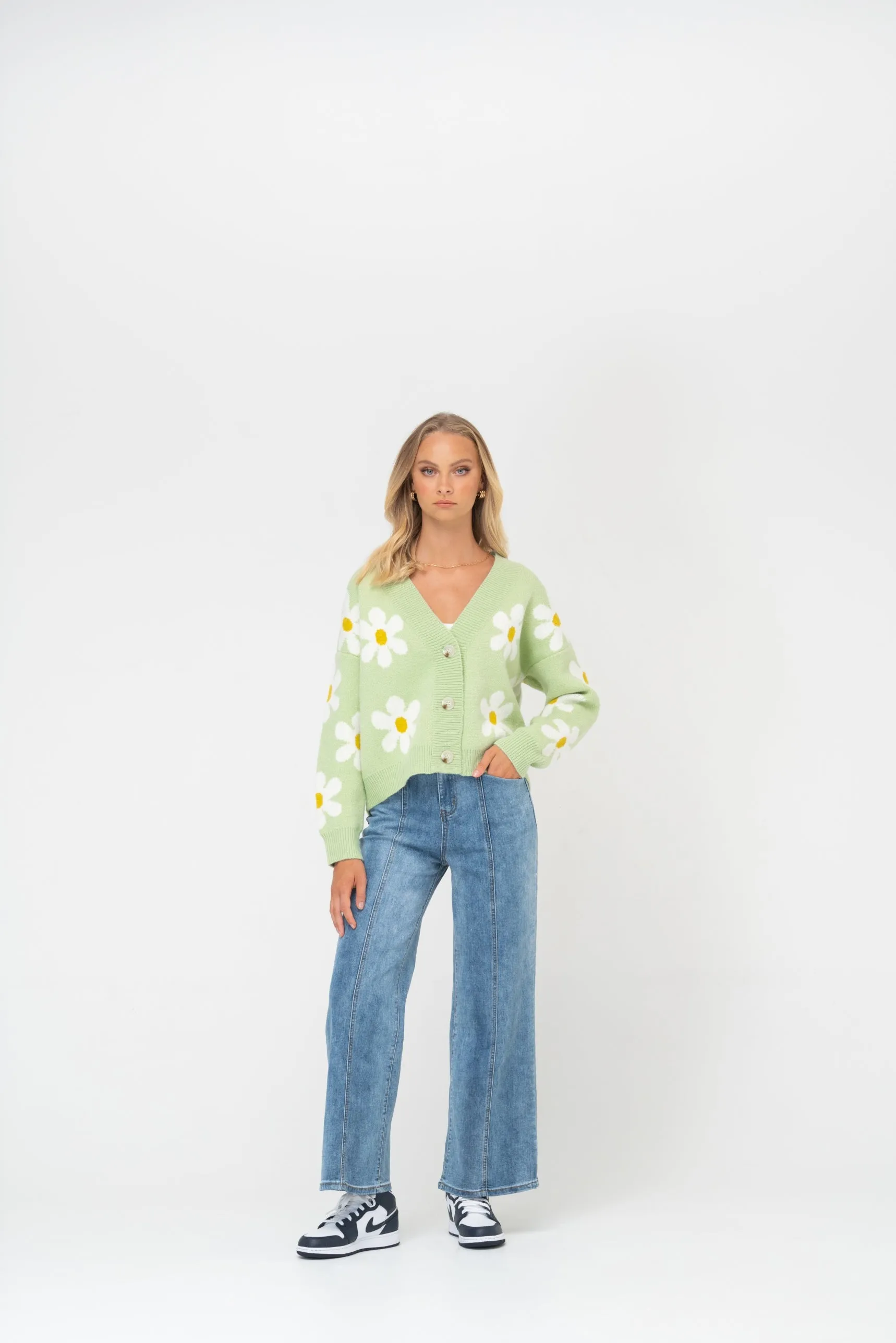 Feel the Love Daisy Cardi | Lime