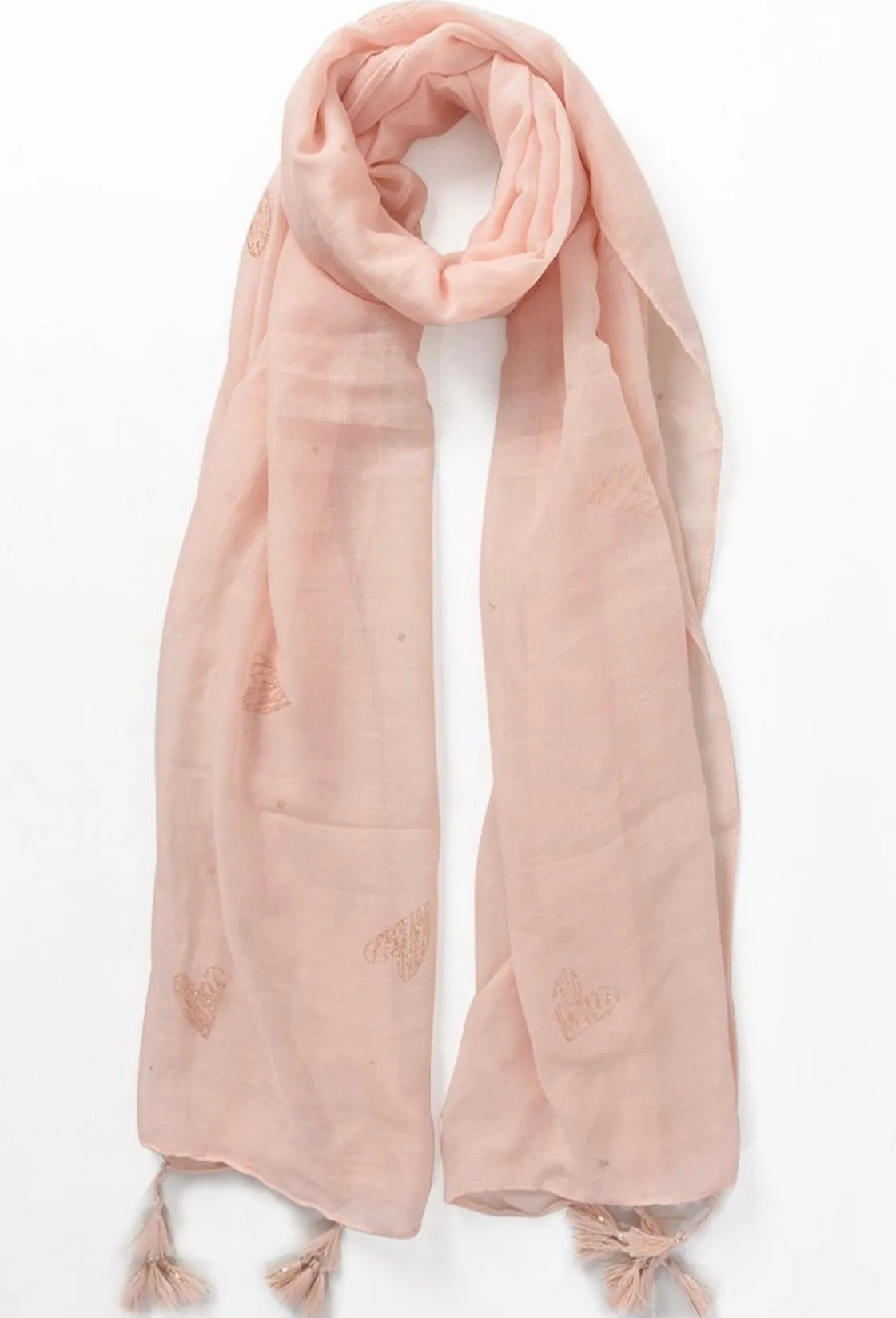 Glitter Heart Scarf - Pink & Rose Gold