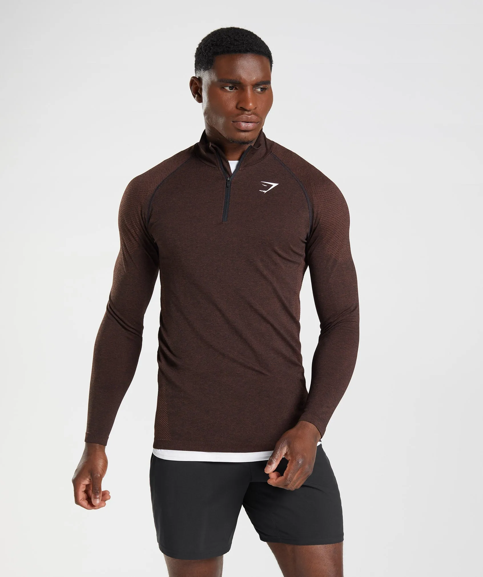 Gymshark Vital 1/4 Zip - Cherry Brown/Black