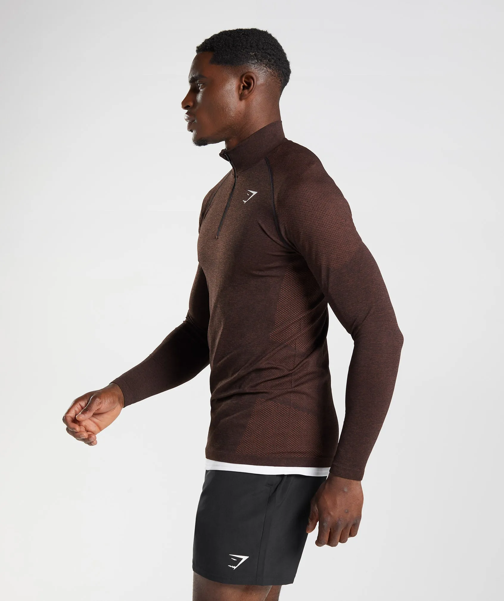 Gymshark Vital 1/4 Zip - Cherry Brown/Black