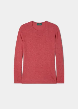 Harriet Ladies Geelong Lambswool Crew Neck Jumper In Rouge