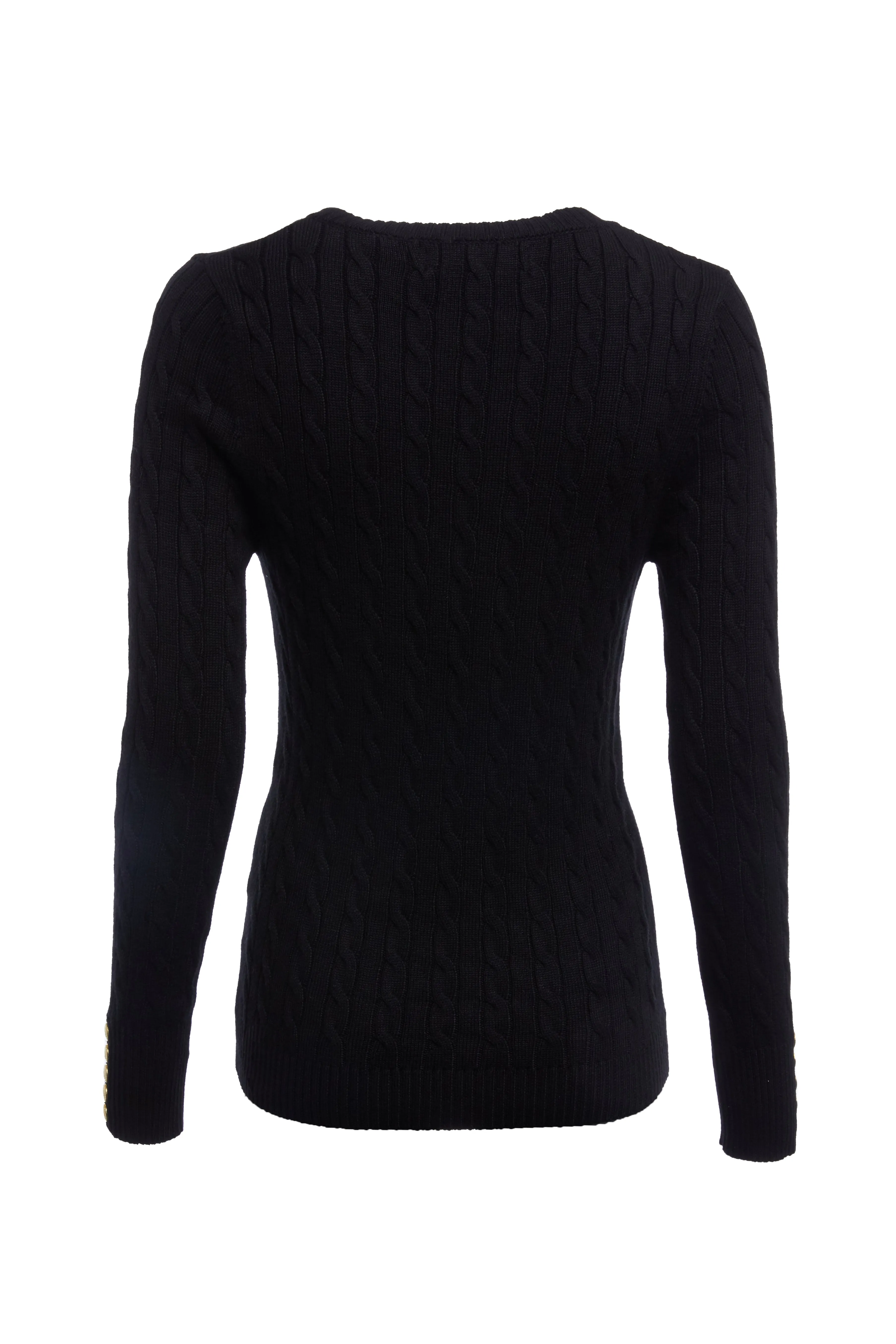 Holland Cooper Seattle Cable V Neck Knitwear in Black