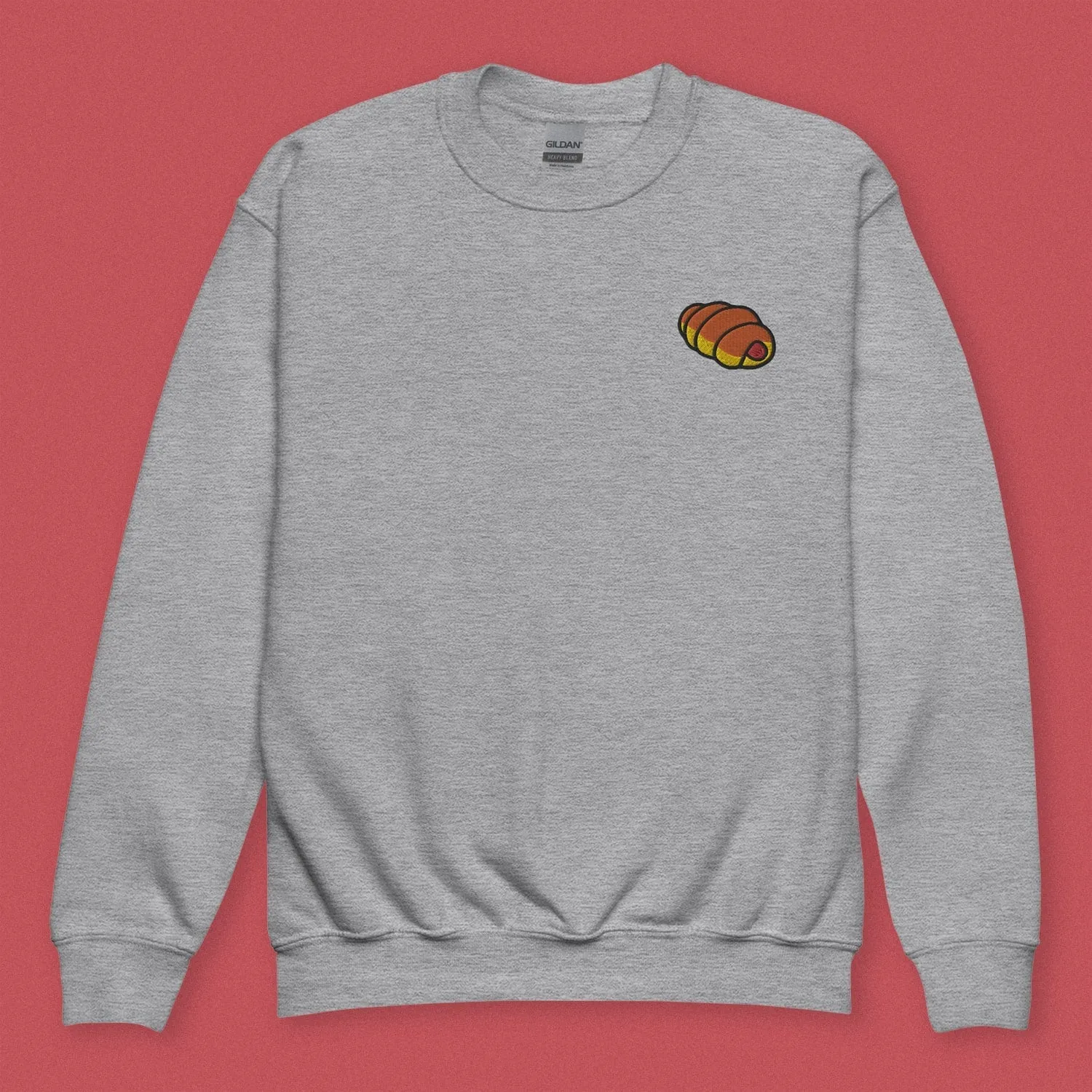 Hot Dog Bun Embroidered Kids Sweatshirt