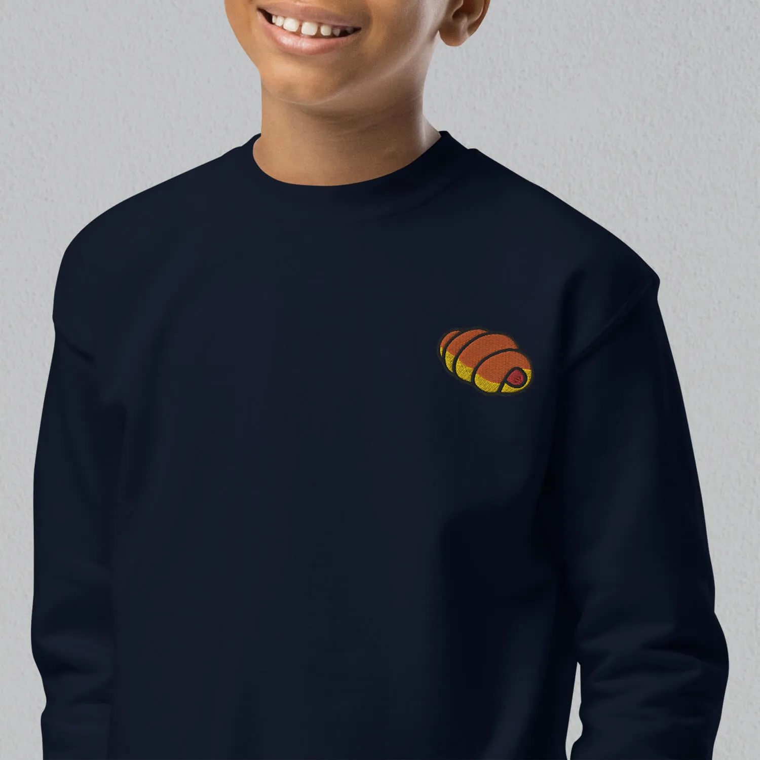 Hot Dog Bun Embroidered Kids Sweatshirt