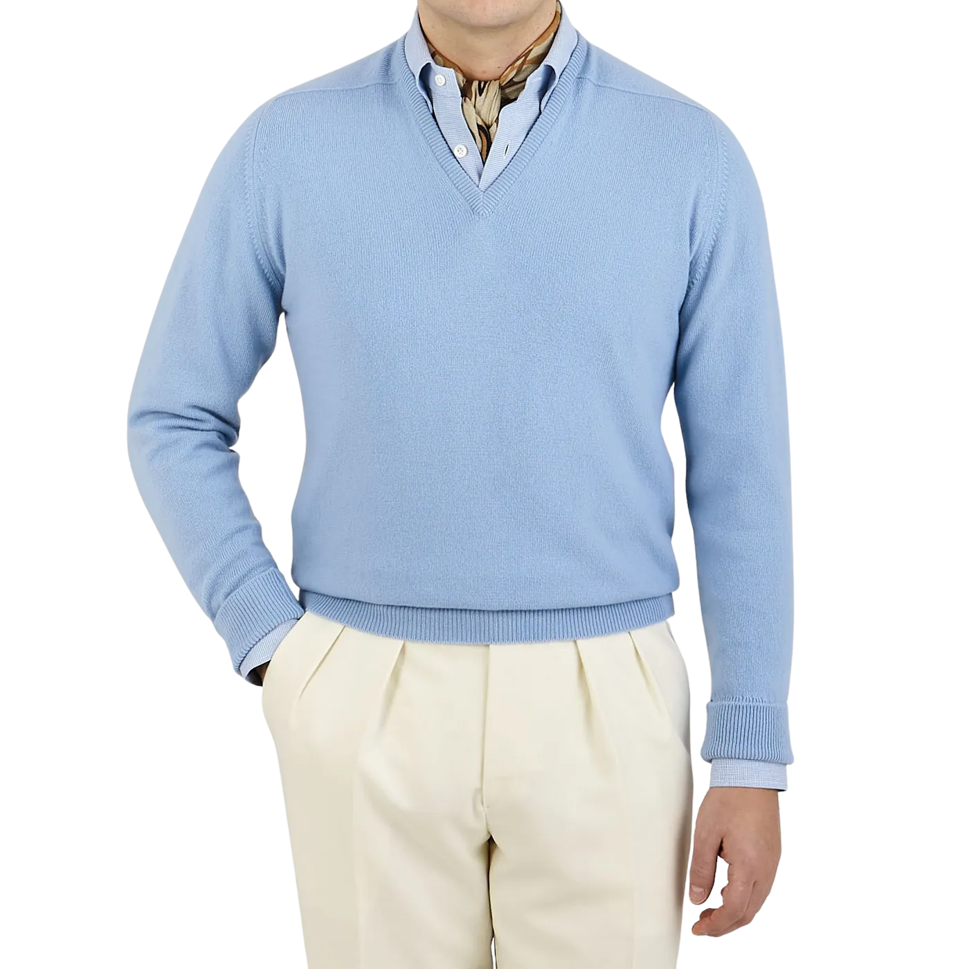 Hyacinth Blue V-Neck Cashmere Sweater