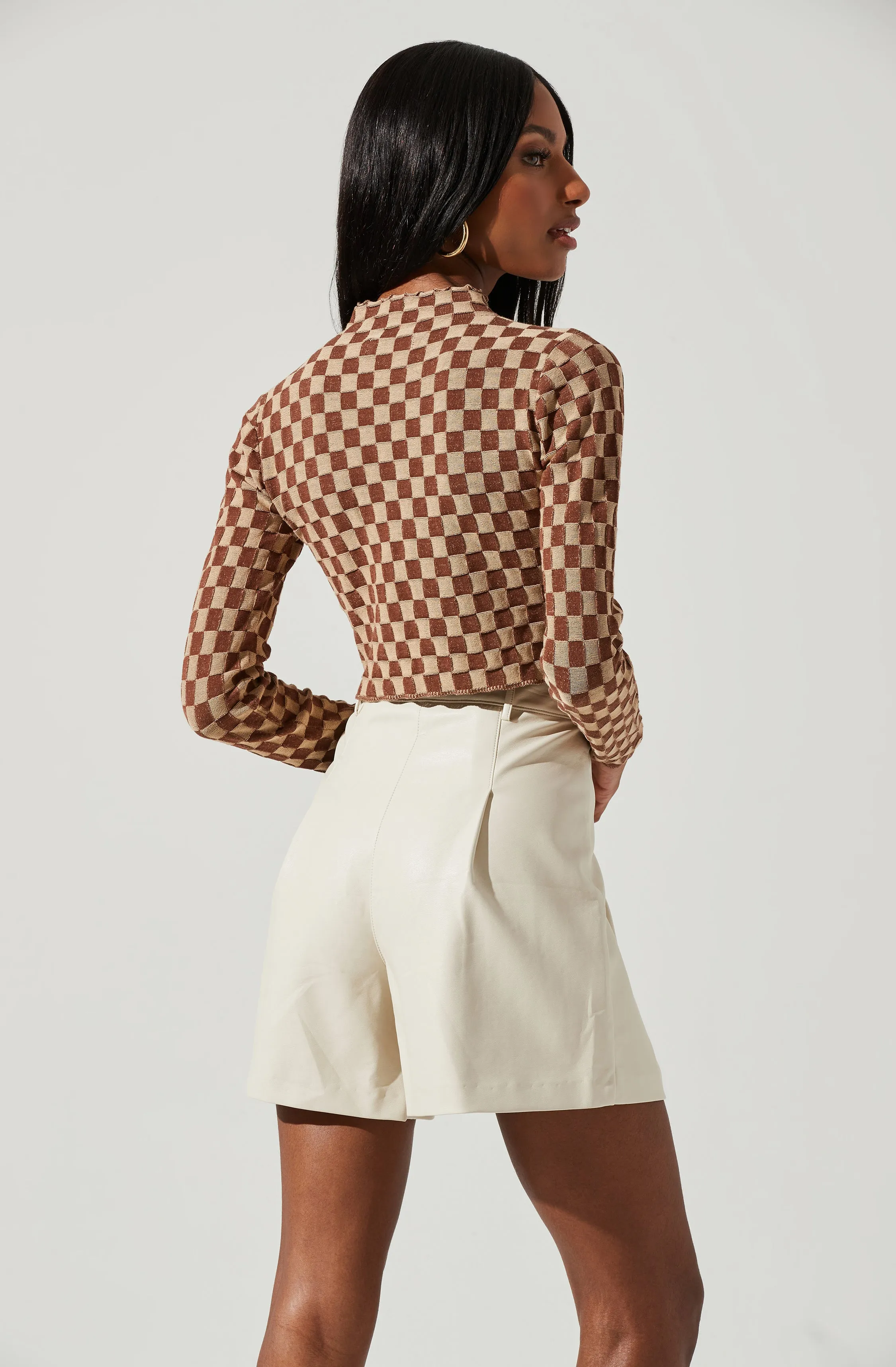 Izzy Checkered Long Sleeve Top