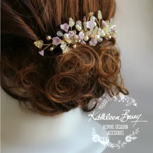 Jackie Bridal Hair Comb - Lavender Plum Gold - Wedding Accessories