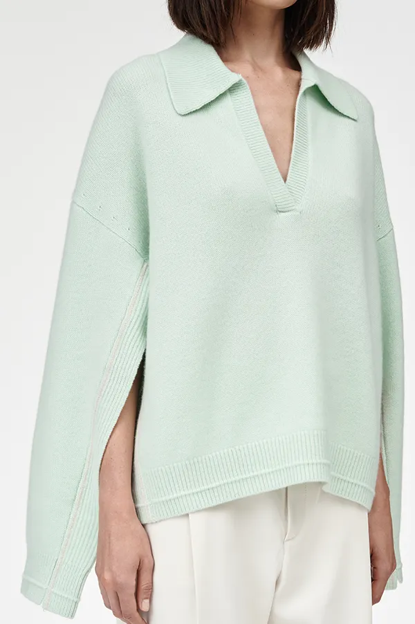 Jersey Collar Sweater in Sea Glass