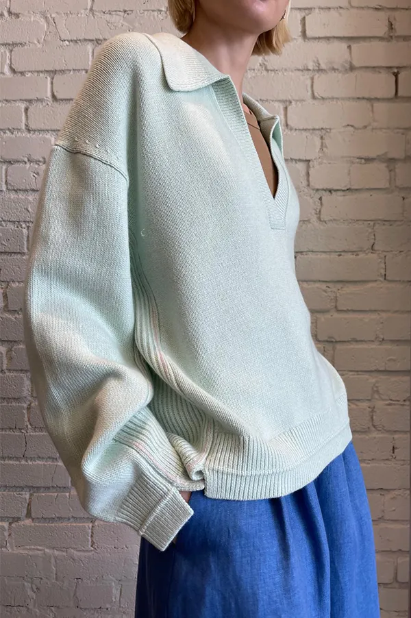 Jersey Collar Sweater in Sea Glass