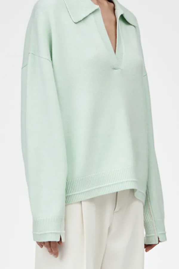 Jersey Collar Sweater in Sea Glass