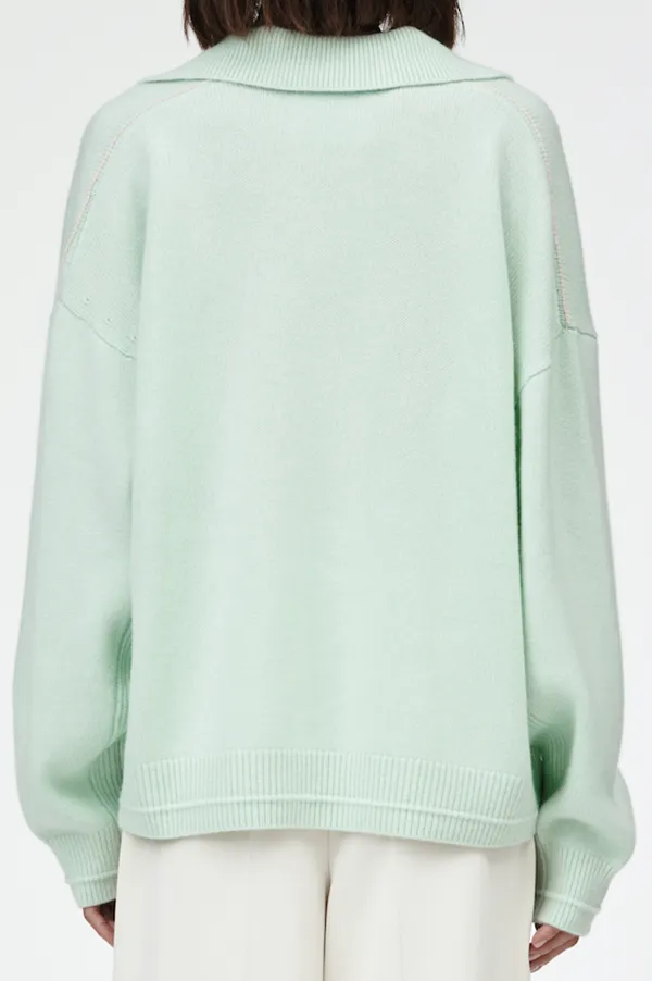 Jersey Collar Sweater in Sea Glass