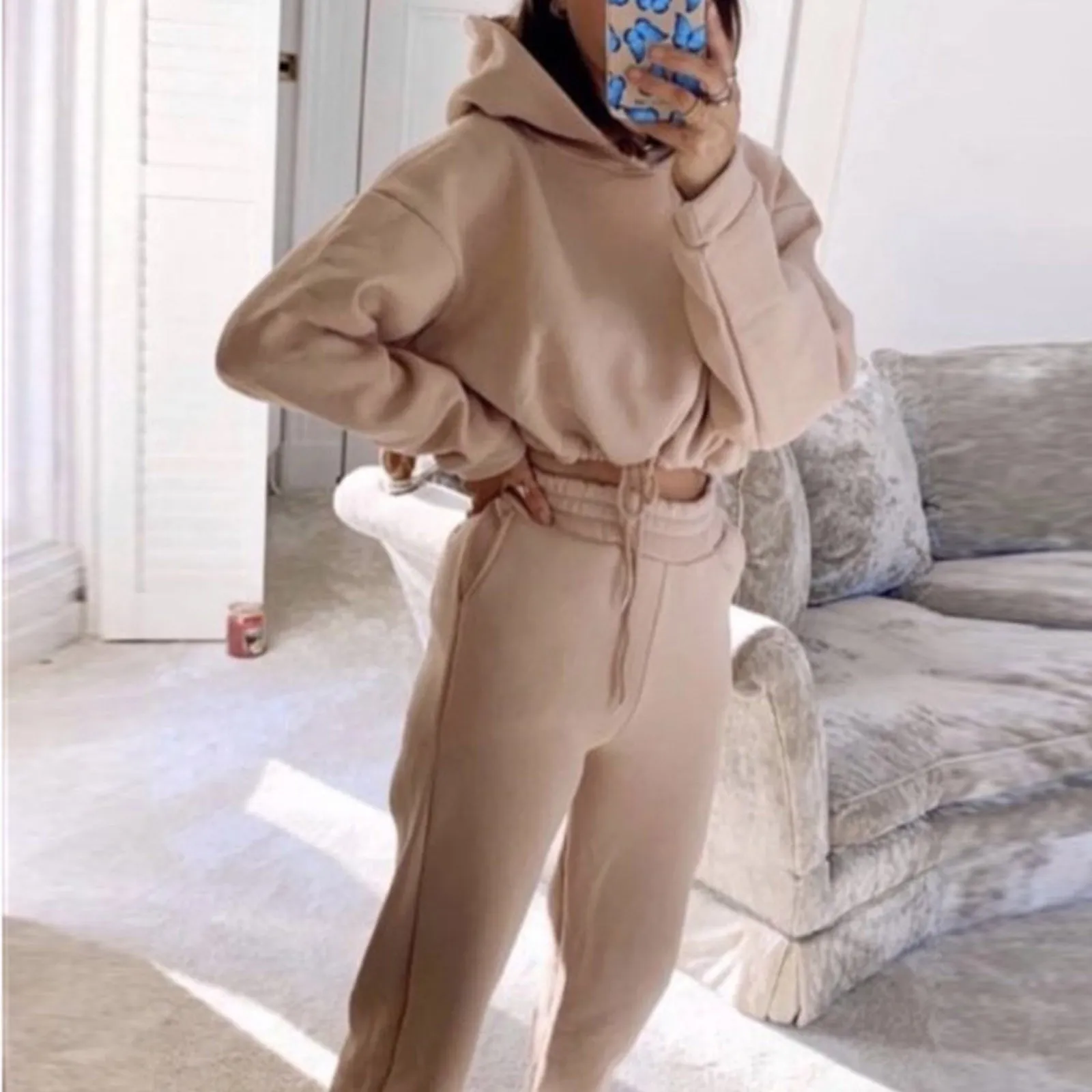 Jogging Suits For Women (2 Piece Sweatsuits) Tracksuits Sexy Long Sleeve HoodieCasual Fitness Sportswear