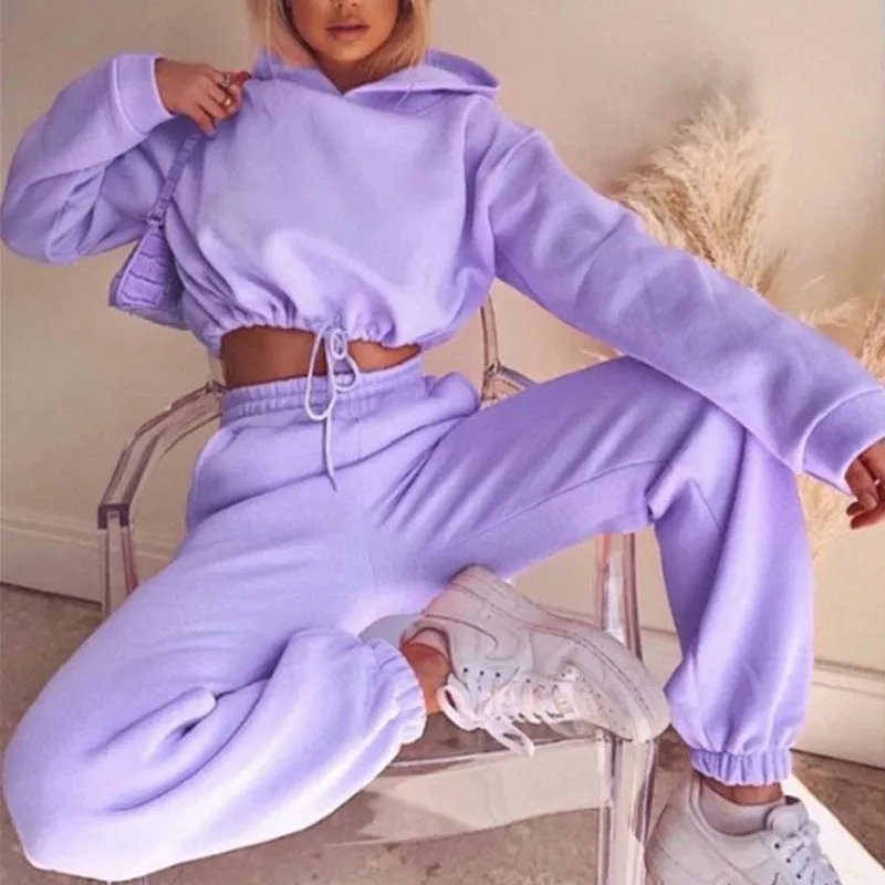 Jogging Suits For Women (2 Piece Sweatsuits) Tracksuits Sexy Long Sleeve HoodieCasual Fitness Sportswear