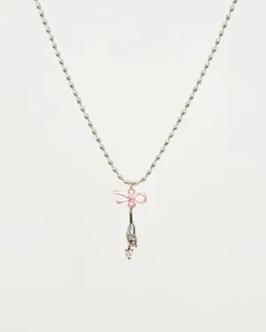 Kitty Pink Bow Necklace