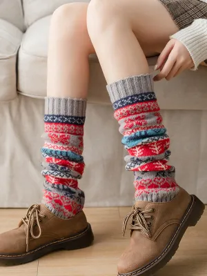 Knitting Keep Warm Printed Leg Warmers Accessories