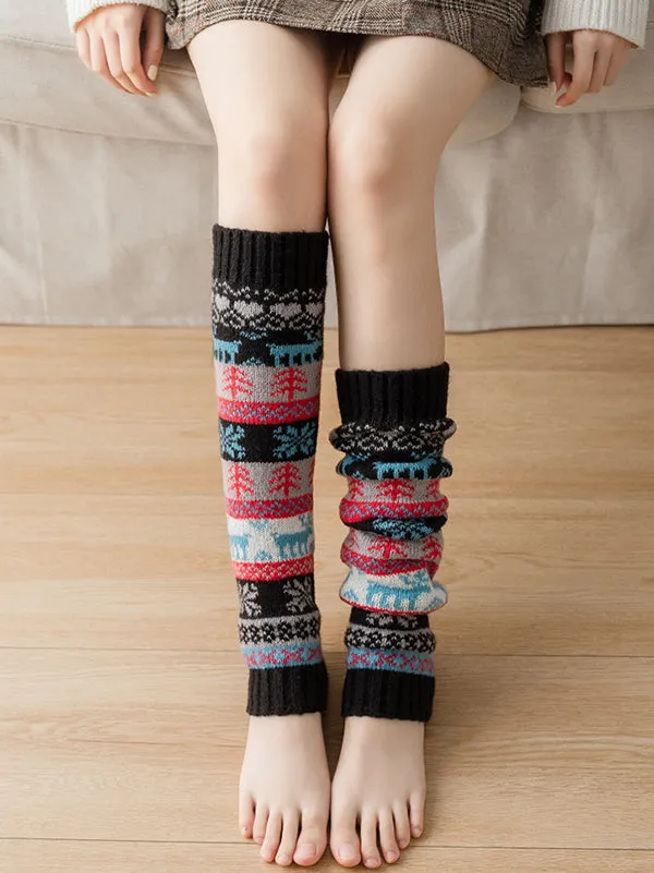 Knitting Keep Warm Printed Leg Warmers Accessories